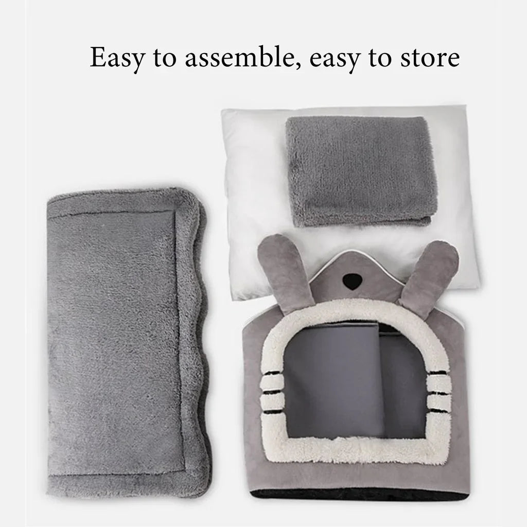Foldable Plush Pet House for Cats & Small Dogs