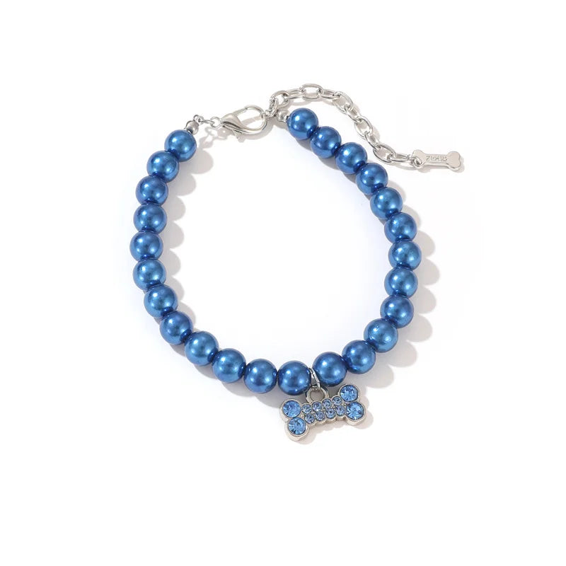 Luxury Pearl Pendant Puppy Dog Necklace Collar for Small Dogs Cats Chihuahua Pomeranian Teddy Bling Rhinestones Pet Accessories
