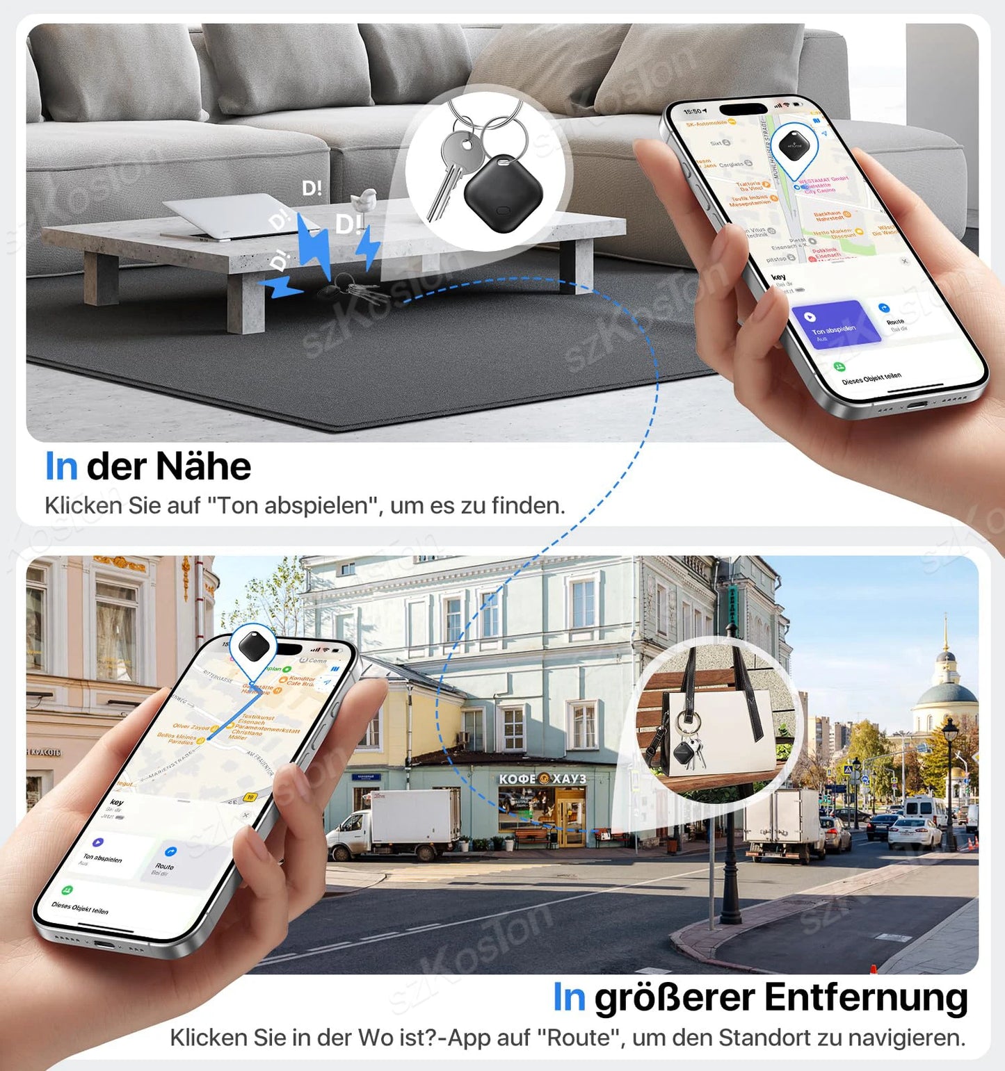 Mini traceur GPS pour animaux de compagnie et enfants - Localisateur intelligent compatible avec Localiser d'iOS