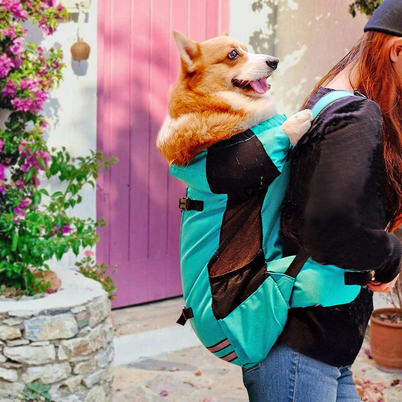 Fashion Waterproof Dog Travel Backpack Thickened Widened Straps Pet Carrier Bags to Be Cozy Eazy for Medium Dogs Corgi Shiba Inu