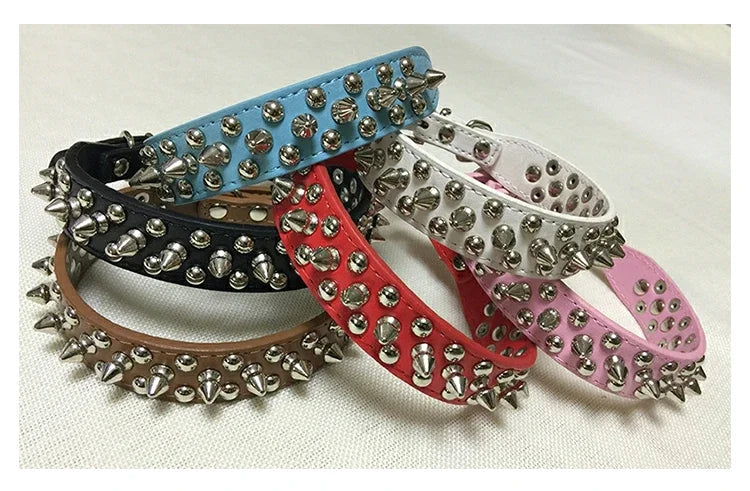 PU Leather Punk Rivet Spiked Collar for Small Dogs & Cats