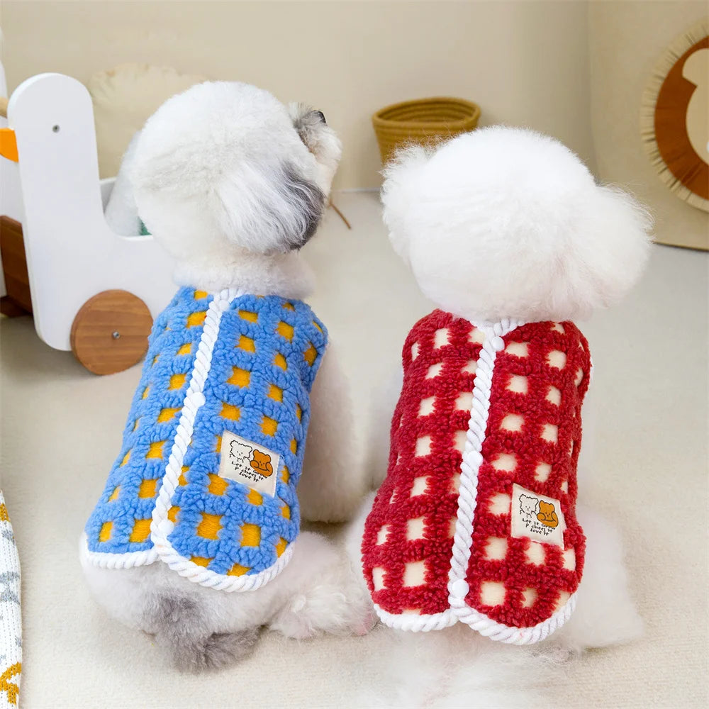 Fleece Dot Print Jacket Vest for Small Dogs & Cats