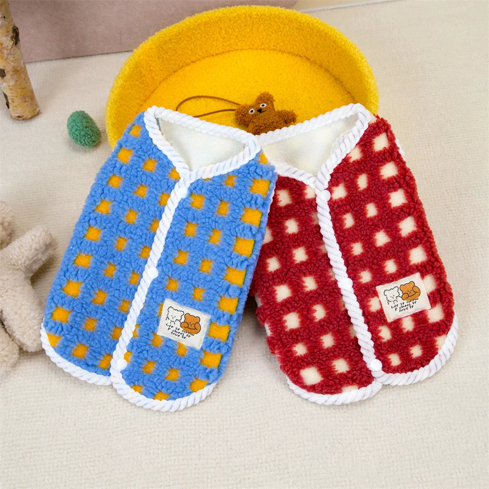Fleece Dot Print Jacket Vest for Small Dogs & Cats