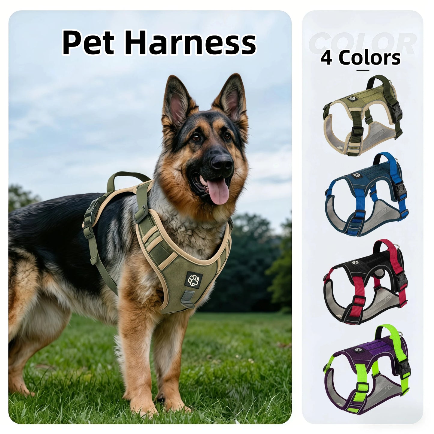 Reflective Tactical Dog Harness for Medium & Large Dogs