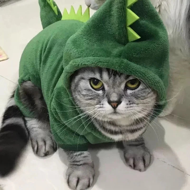 Dinosaur Pet Costume - Fleece Hoodie for Small Dogs & Cats