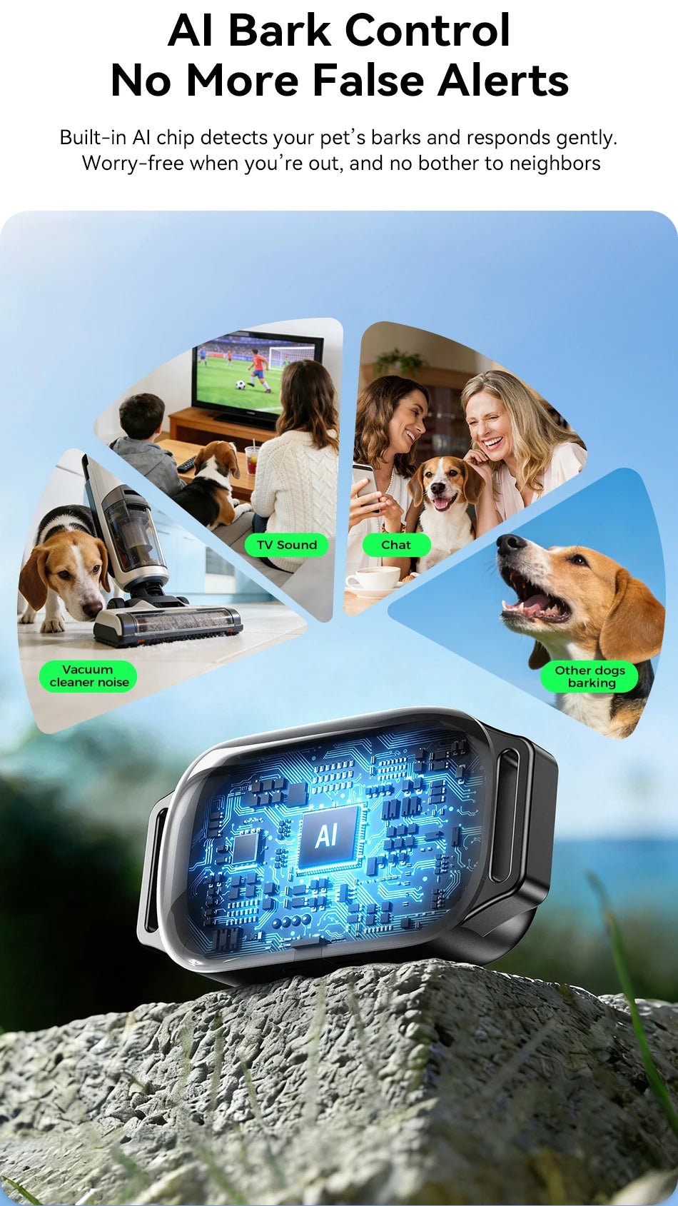 Collier de dressage pour chien avec télécommande 1000m, vibrations et anti-aboiements