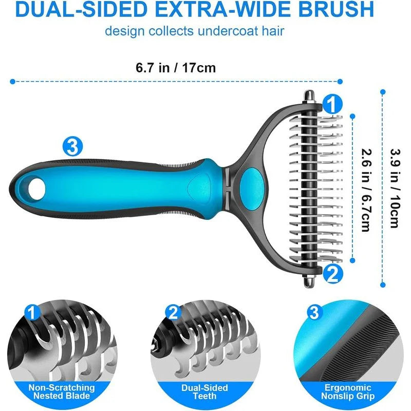 2-in-1 Pet Deshedding & Dematting Brush