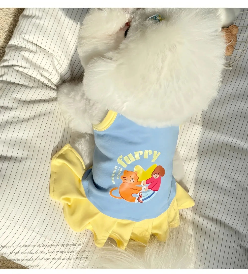 Robe et gilet rafraîchissants 2 en 1 pour petits chiens et chats | Jupe d'été respirante "Princesse" pour Chihuahuas et chiots