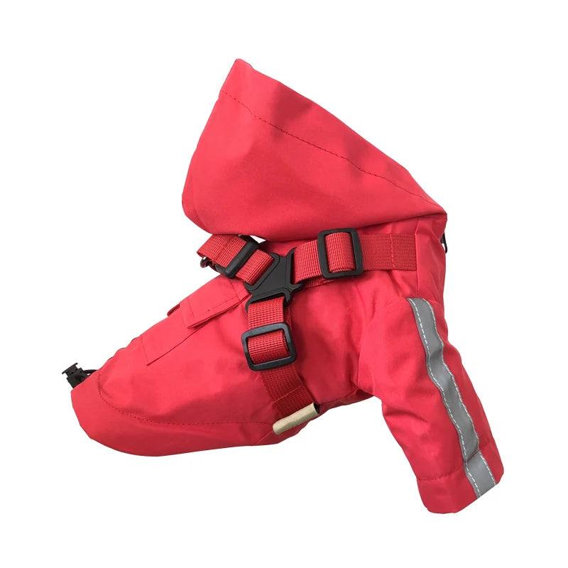 Reflective Waterproof Dog Raincoat with Built-In Harness