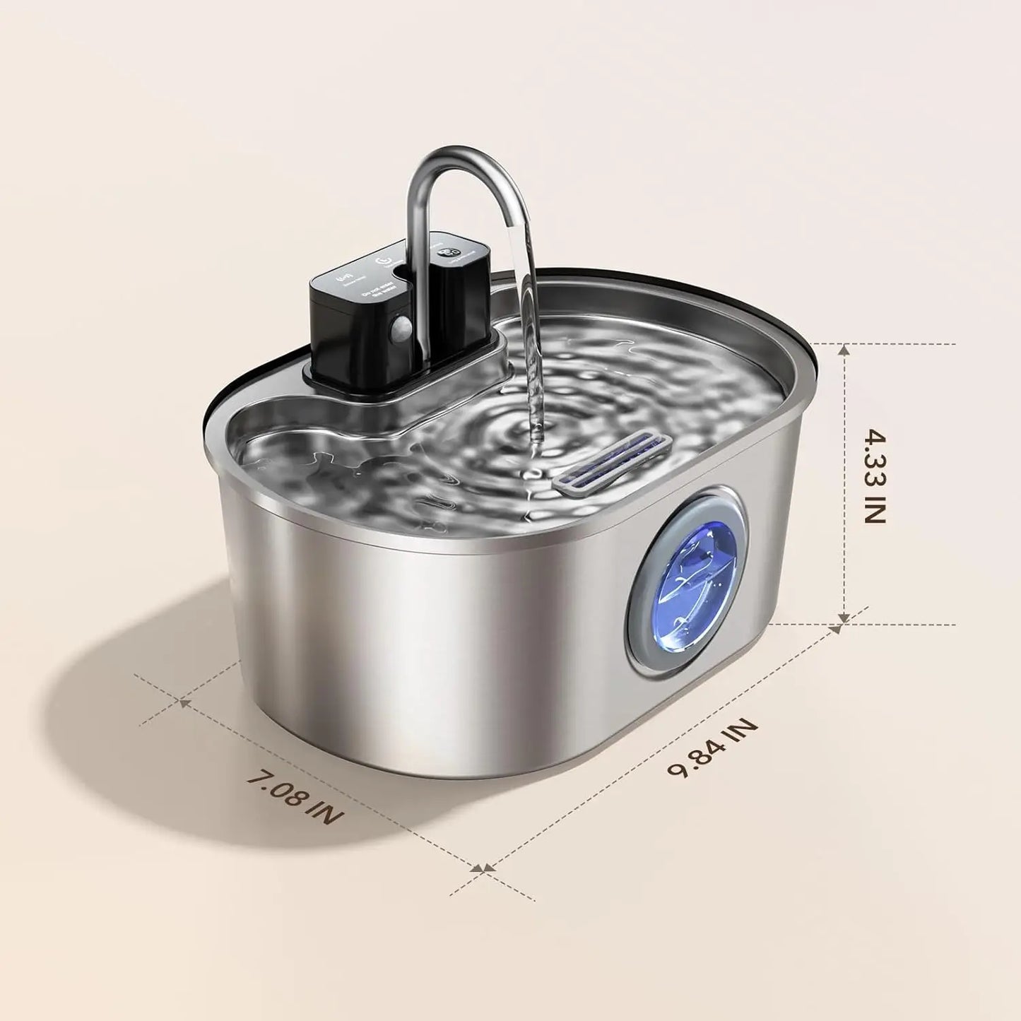 3.2L Wireless Stainless Steel Pet Water Feeder Auto Cat Fountain faucet Smart Dog Water Dispenser Visual Window Drinking Bowl