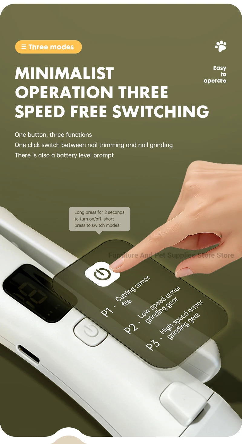 2-in-1 Electric Pet Nail Clipper & Grinder with LED