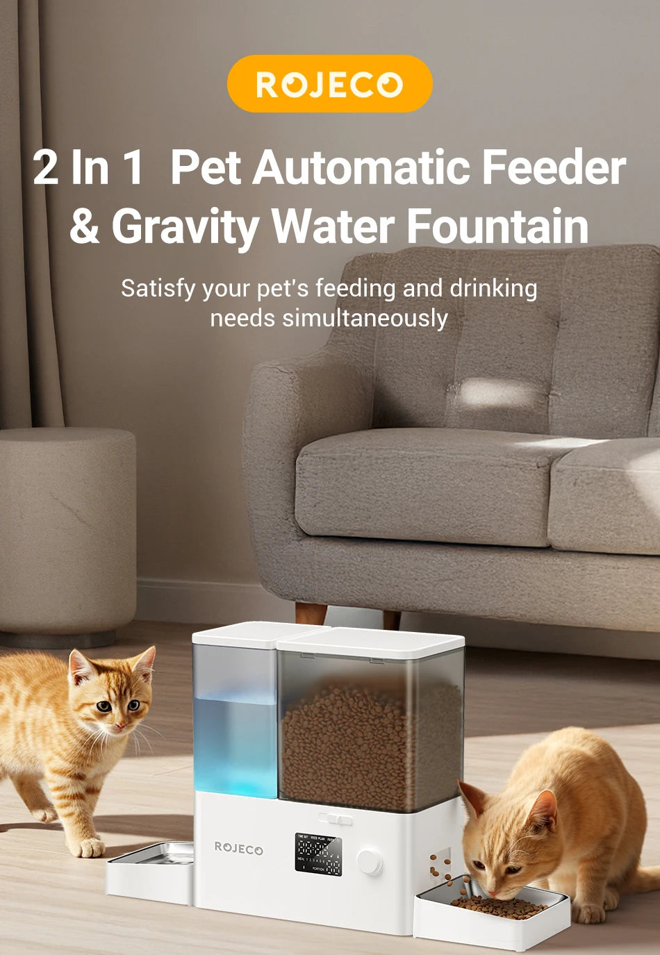2-in-1 Automatic Pet Feeder & Water Dispenser