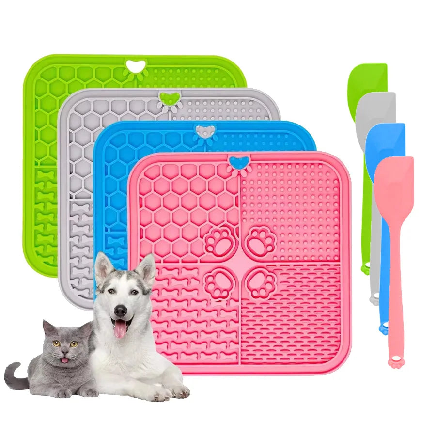 Silicone Slow Feeding Lick Mat with Spatula
