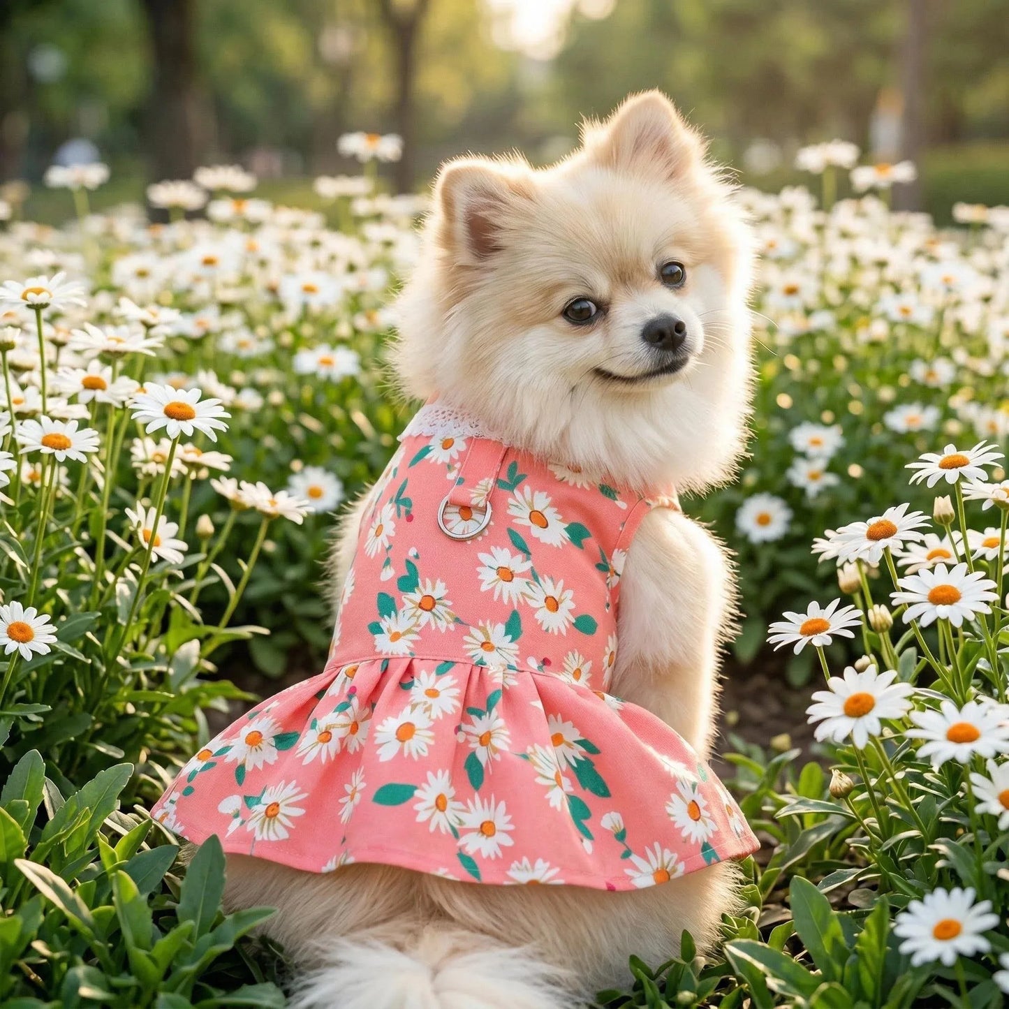 Princess Cooling Dress for Small Dogs & Cats with Leash Ring