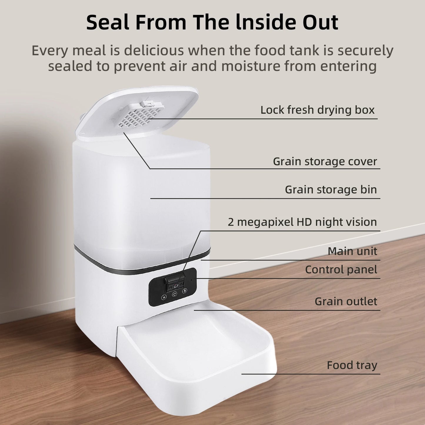 6L Automatic Pet Feeder with Night Vision Camera — Smart Voice Recording Food Dispenser for Cats & Dogs