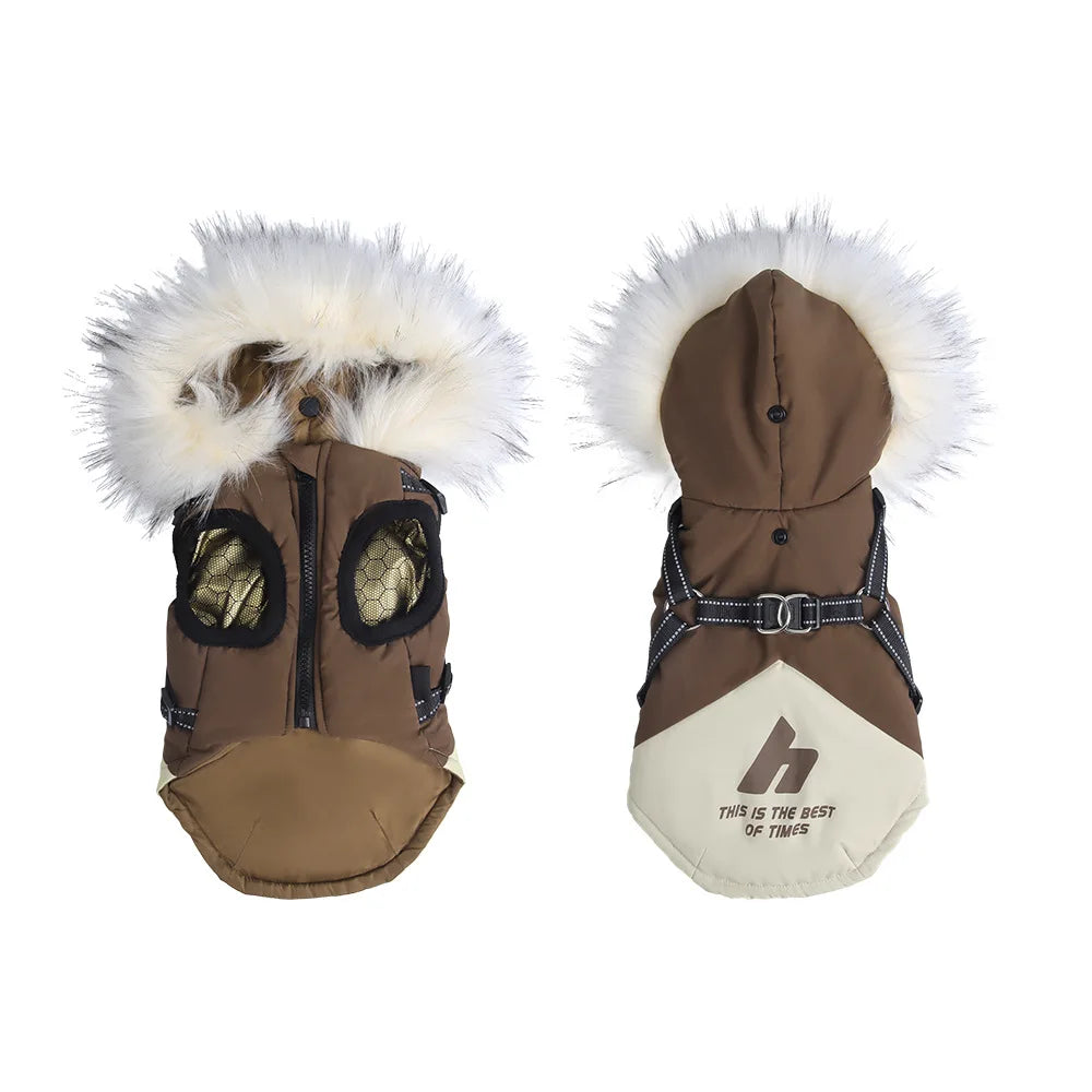 Fleece Hooded Dog Jacket – Warm Plush Winter Coat for Dogs & Cats