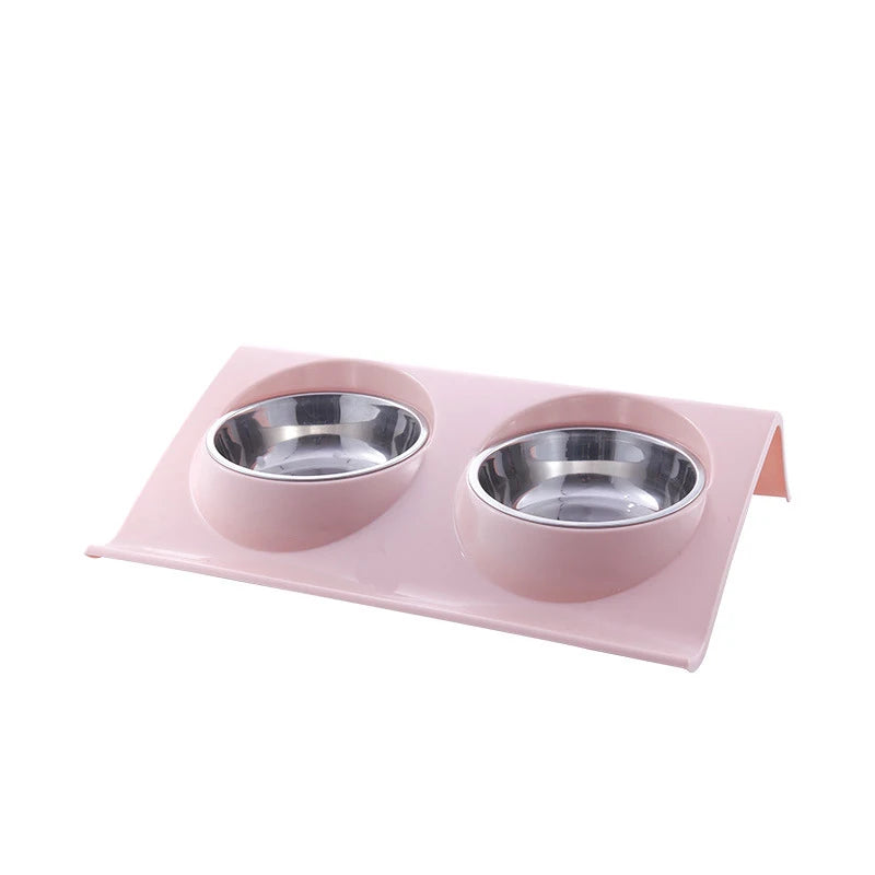 Stainless Steel Double Bowl Feeding Station for Dogs & Cats