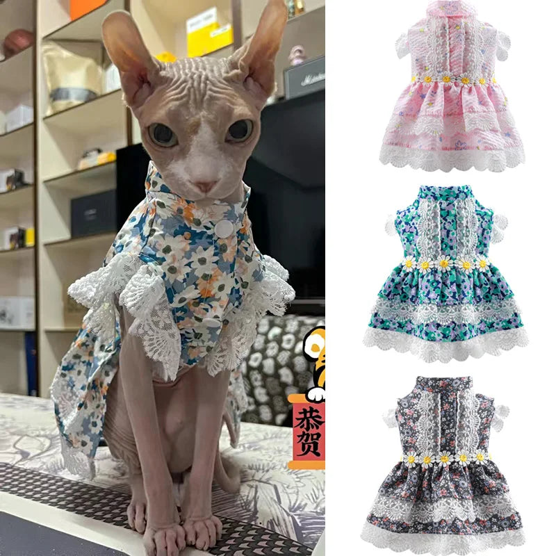 Lace Flower Princess Dress for Cats & Small Dogs