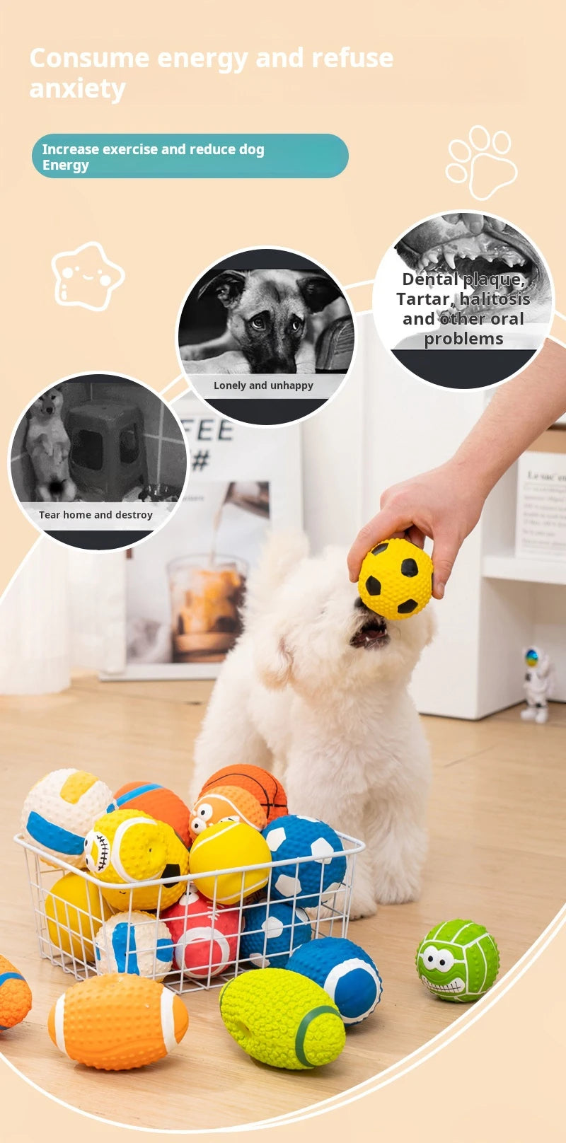 Squeaky Latex Dog Ball – Sports Style Chew Toy