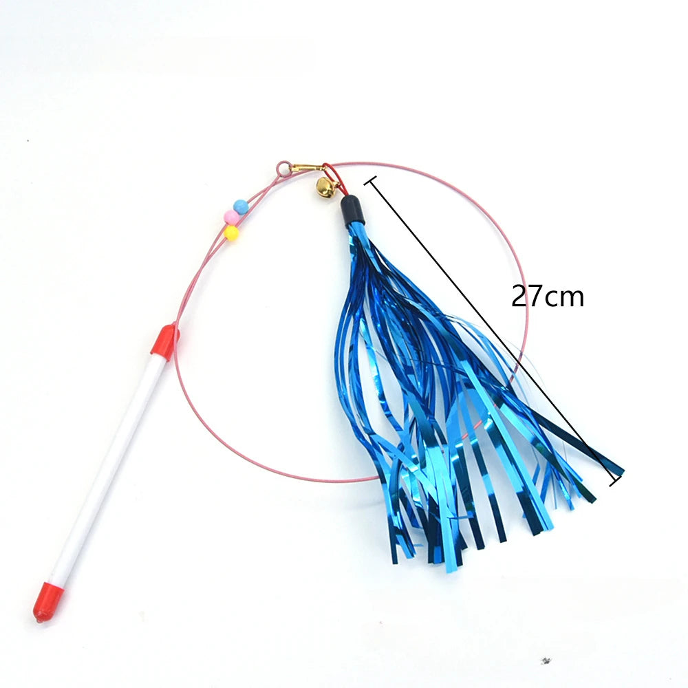 Interactive Feather Wand Cat Toy - Wire Teaser Stick for Kittens