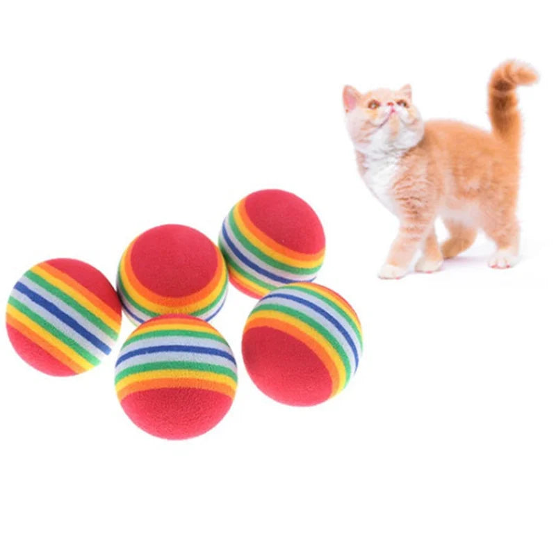 Balles Arc-en-ciel pour Chats - Pack Multiple de Balles Élastiques Silencieuses