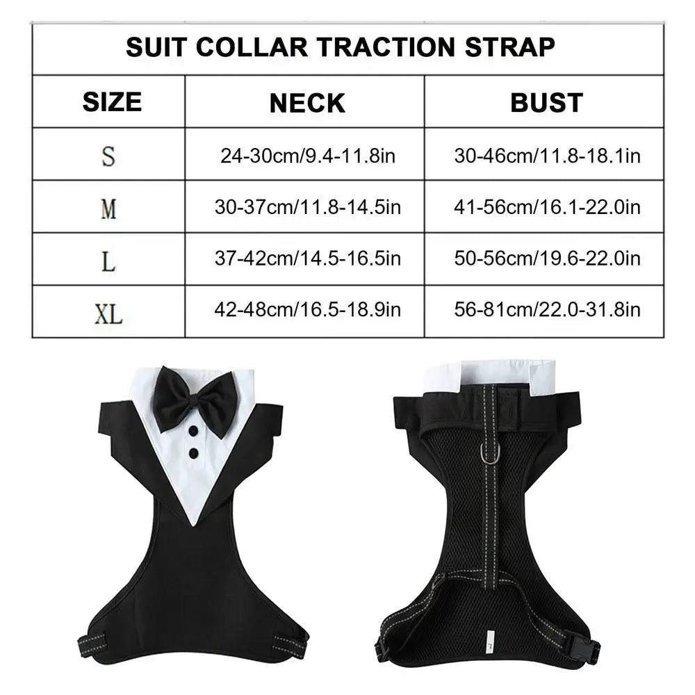 Tuxedo Dog Harness Vest with Bow Tie & D-Ring