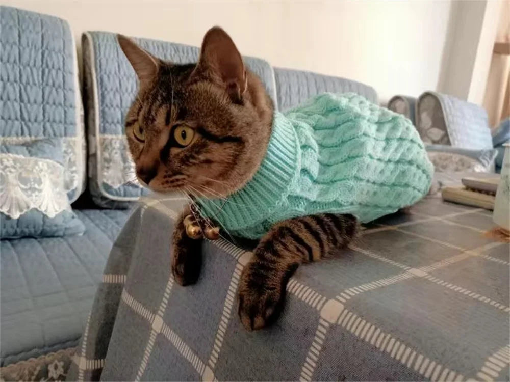 Knitted Pet Sweater for Cats & Small Dogs — 7 Colours, XS–XL
