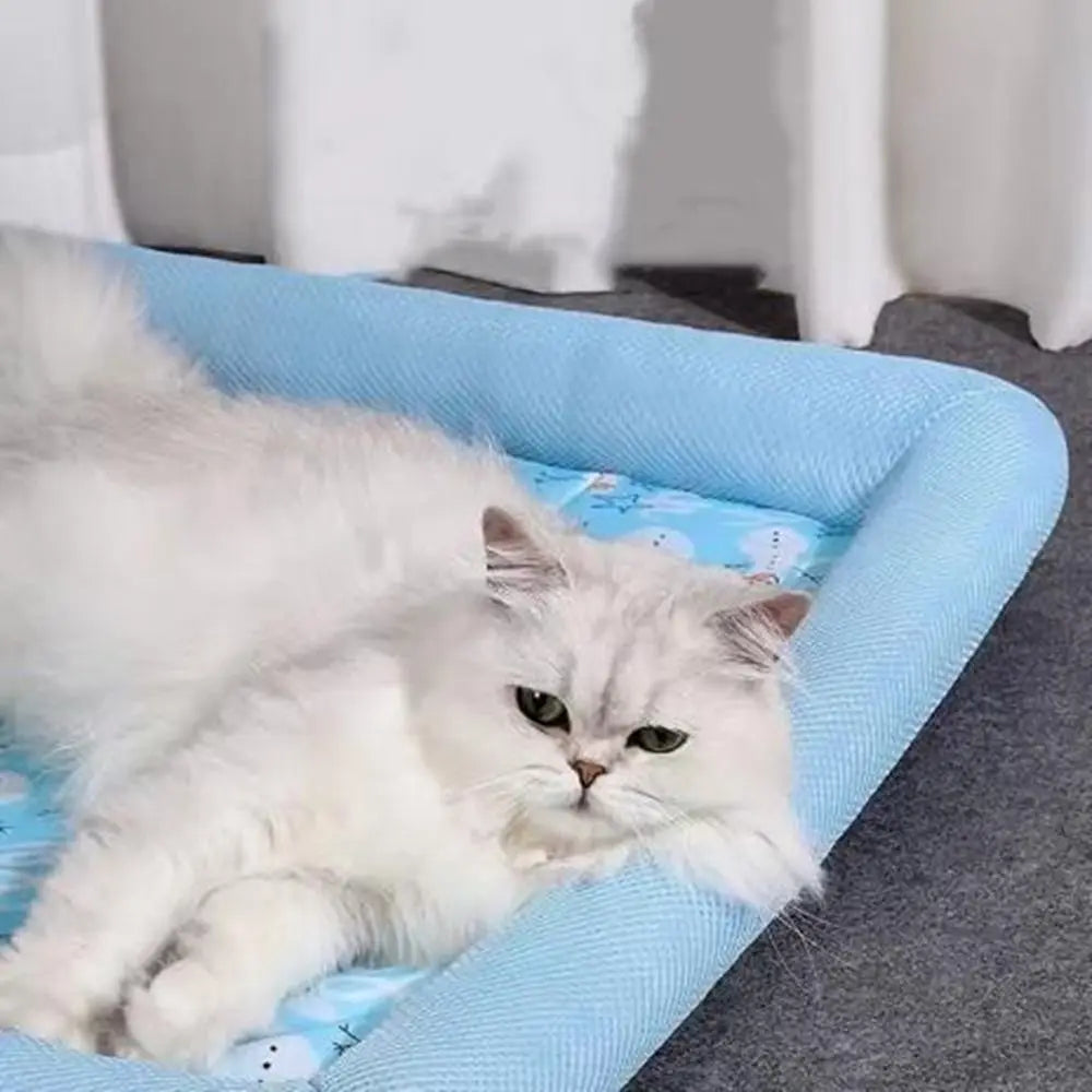 Square Cooling Pet Bed with Neck Support — Breathable, Waterproof & Anti-Slip for Dogs & Cats