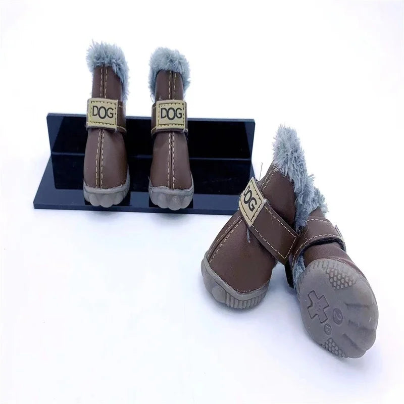 Waterproof Winter Snow Boots for Small Dogs – Set of 4