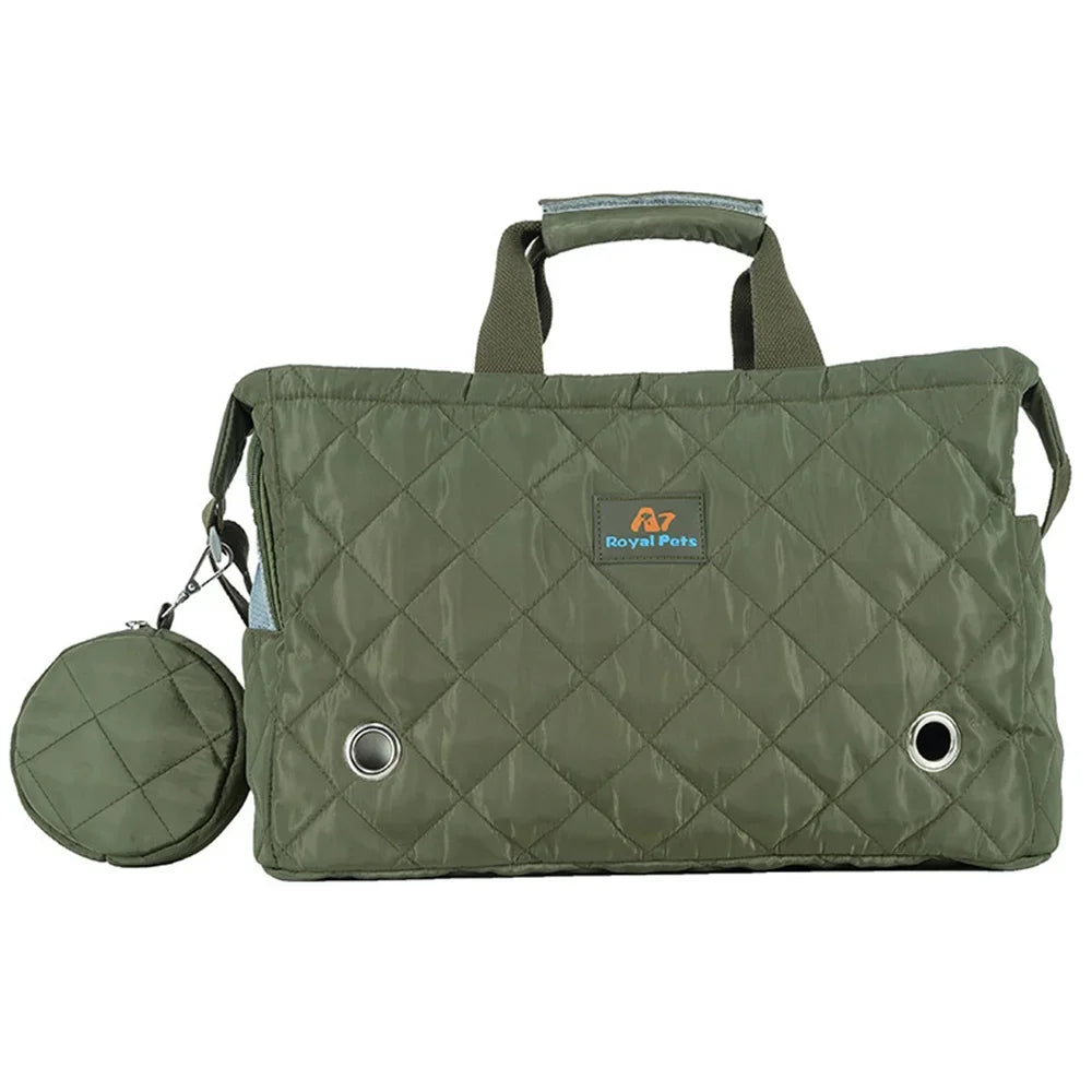 Quilted Portable Breathable Cat Puppy Travel Tote Handbag with Detachable Shoulder Strap Small  Kitten Pet Outdoor Carry Bags