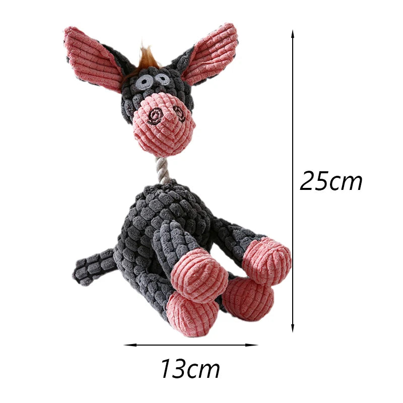 Animal Shaped Squeaky Fleece Chew Toy for Small Dogs