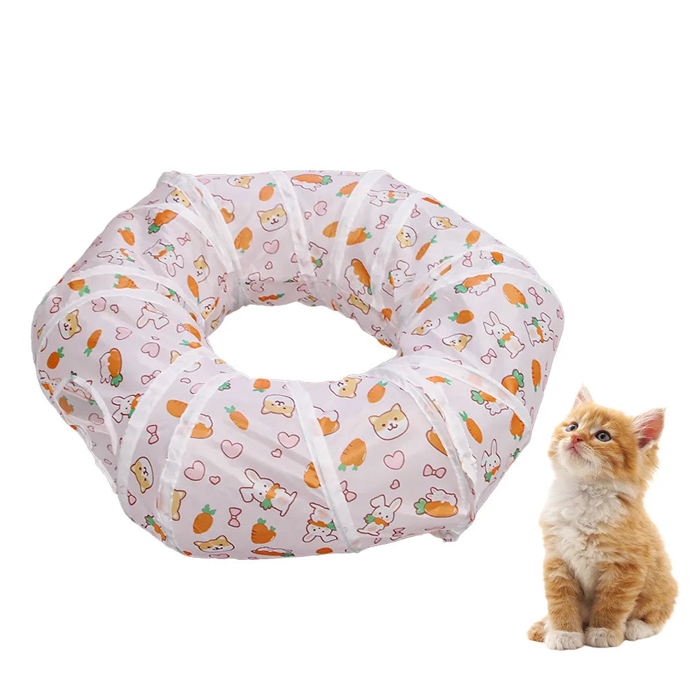 Tunnel pour chat - Tunnel de jeu rond pliable