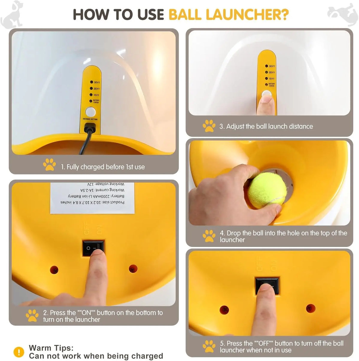 Automatic Dog Ball Launcher | Motion Sensor | 10–30ft Range