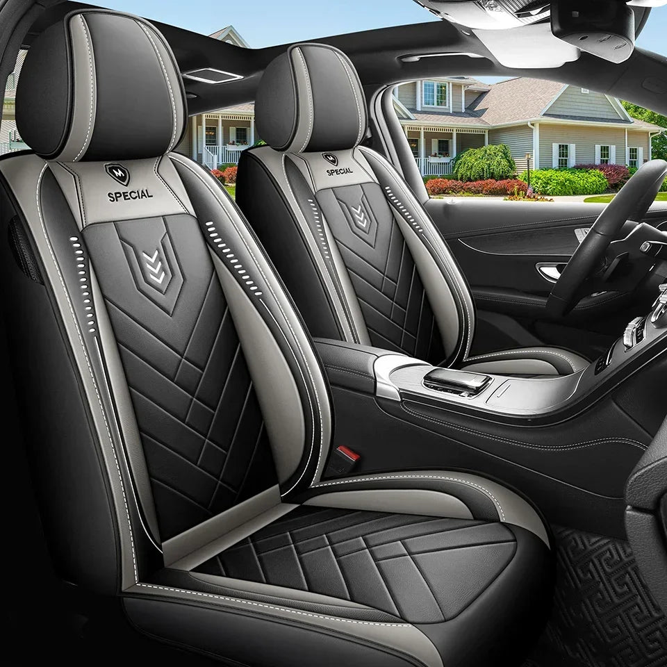 Full Leather Car Seat Cover — All-Season Universal Fit for Driver & Passenger