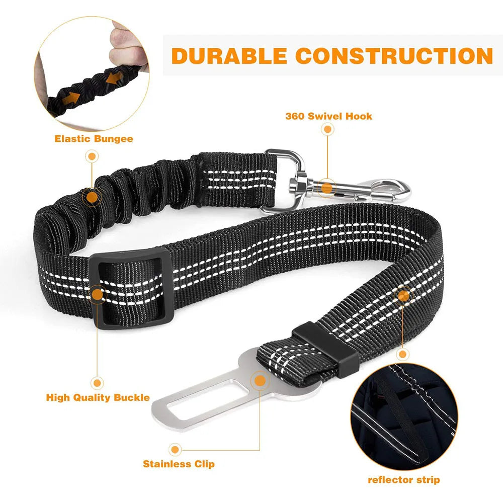 Ceinture de sécurité rétractable pour chien avec bande réfléchissante