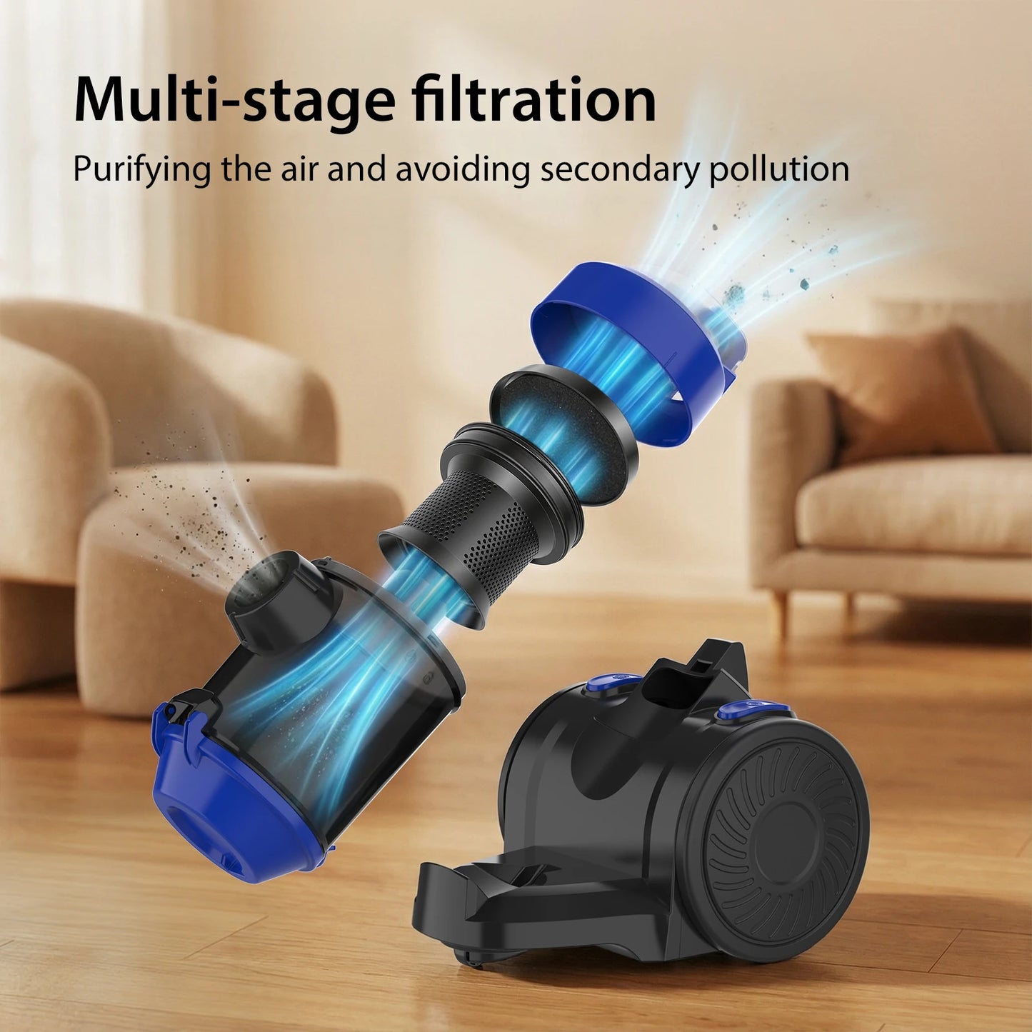 Pet Hair Bagless Vacuum Cleaner with HEPA Filter & 3-in-1 Brush