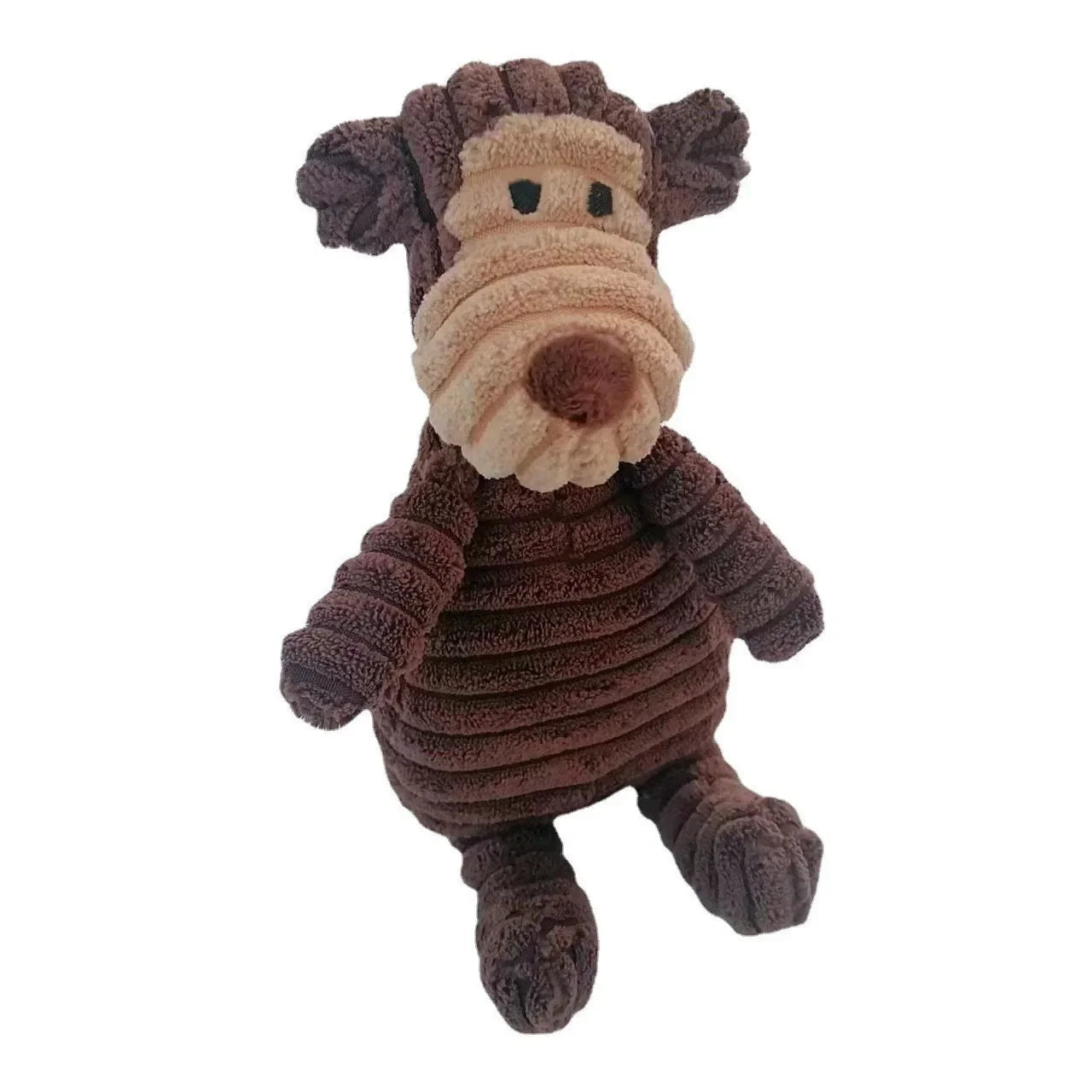 Jouet couineur en peluche pour chien - Forme d'animal en velours côtelé résistant aux morsures