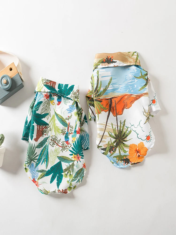 Summer Hawaiian Beach Shirt for Dogs & Cats — Lightweight Breathable Pet Apparel