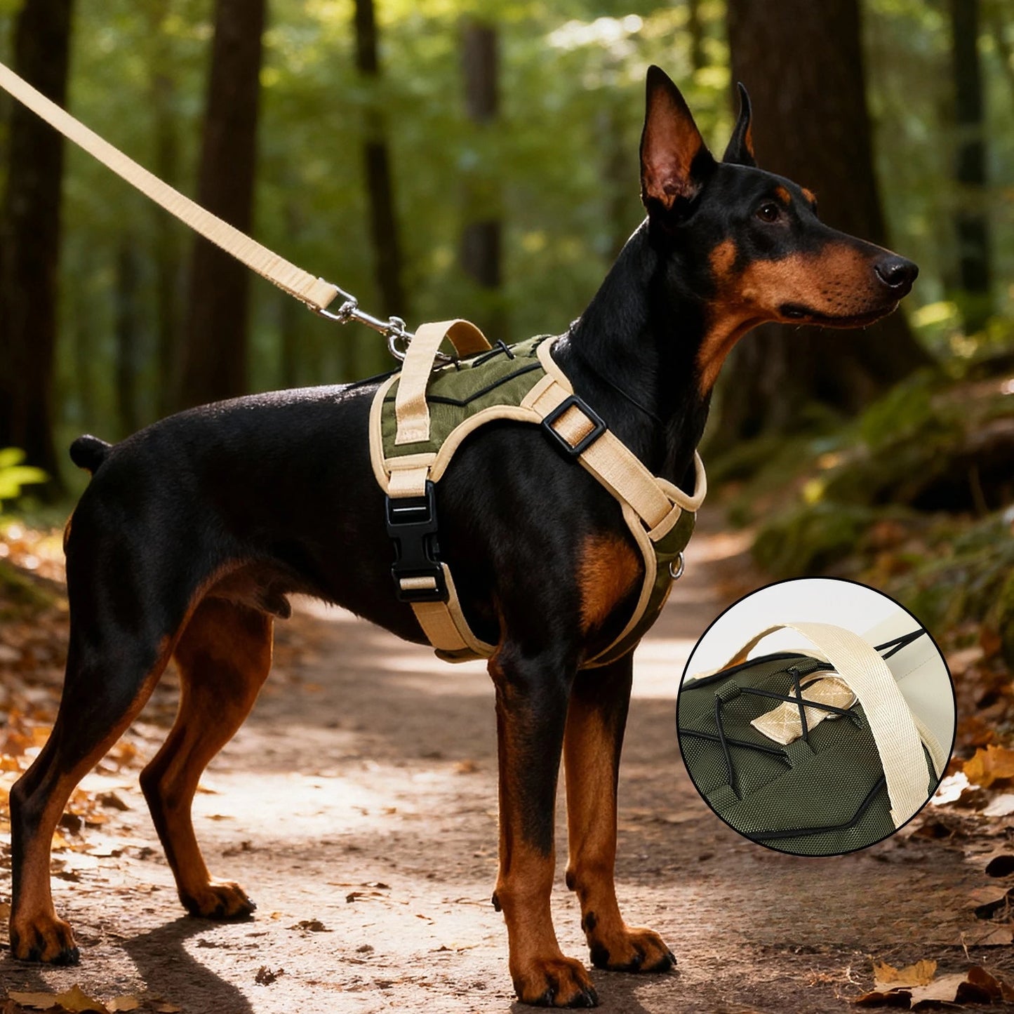 Tactical No-Pull Dog Harness with Handle – Adjustable Vest for Large Dogs