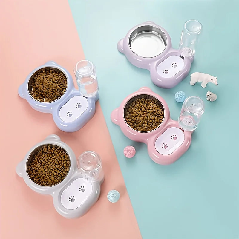 Set de gamelles doubles pour chat, distributeur d'eau automatique pour animaux de compagnie pour les garder hydratés et nourris