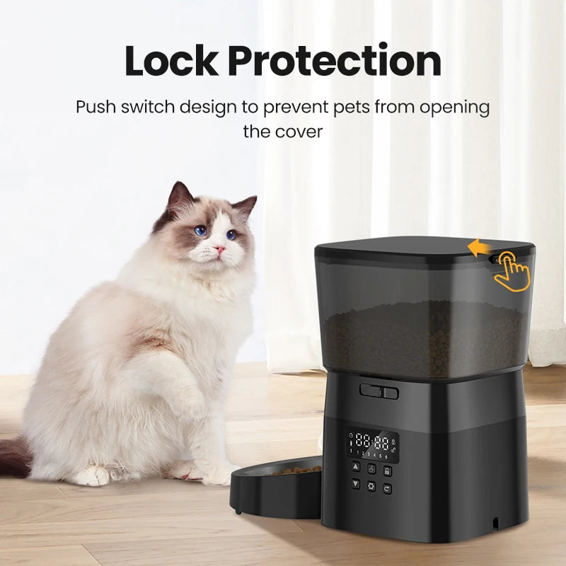 Smart Automatic Pet Feeder & Kibble Dispenser — Button Version