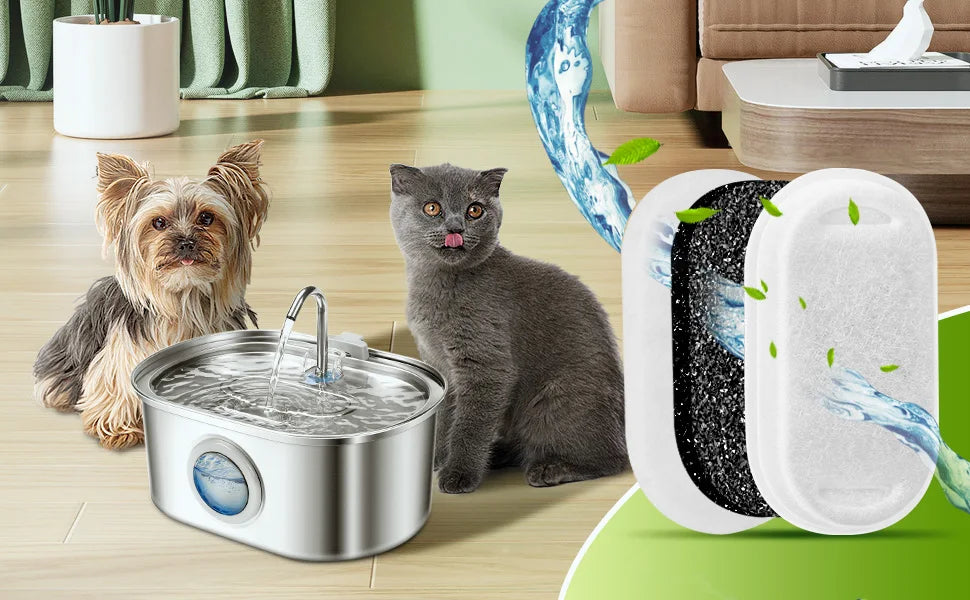 Filtres de remplacement et éponges pour fontaines à eau pour animaux de compagnie - Compatibles avec les modèles 2L et 3.2L