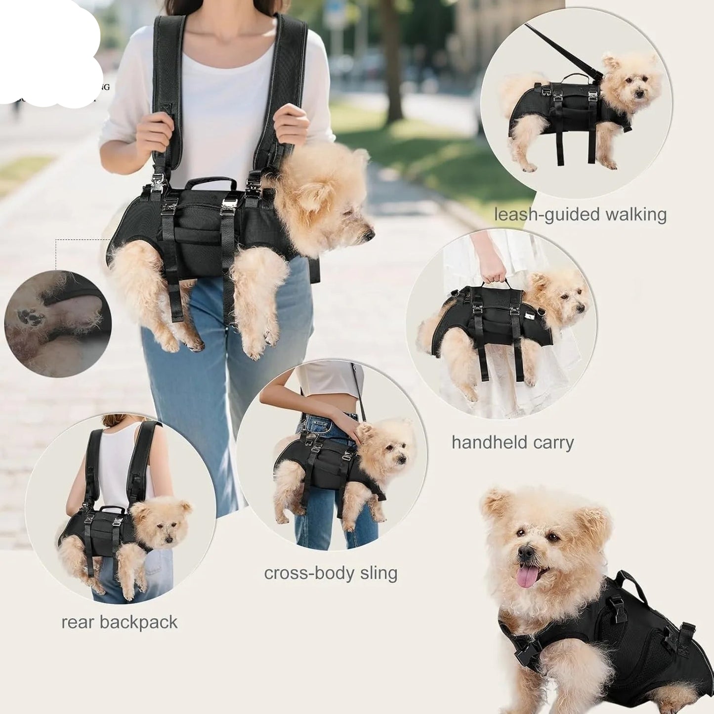 5-in-1 Dog Lift Harness & Sling Carrier with Spine Support
