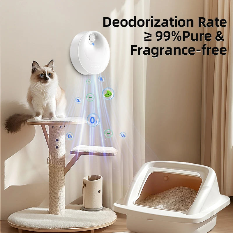 Smart Cat Litter Deodoriser — 4000mAh Automatic Odour Purifier for Litter Boxes