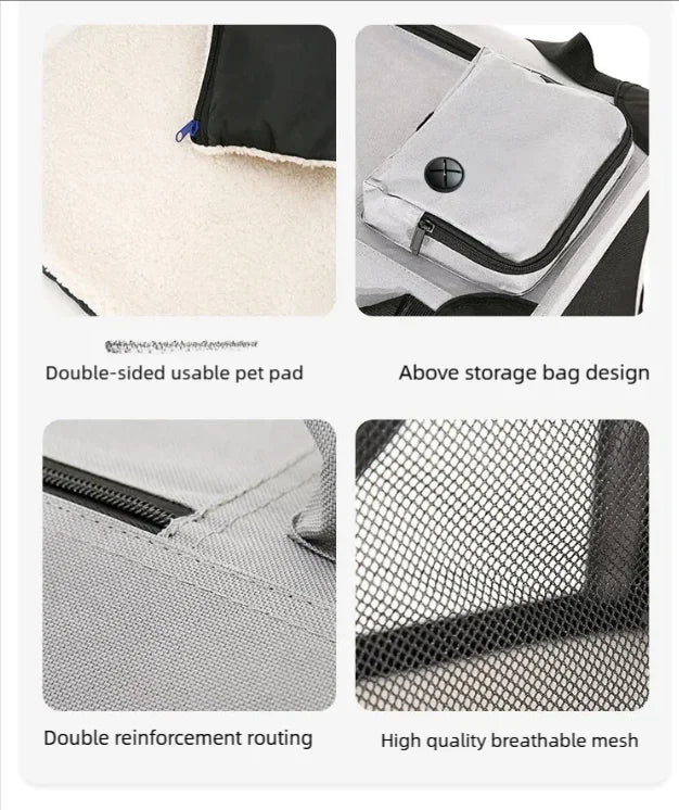 Cage de transport et de voyage pliable et souple avec tapis — 3 portes