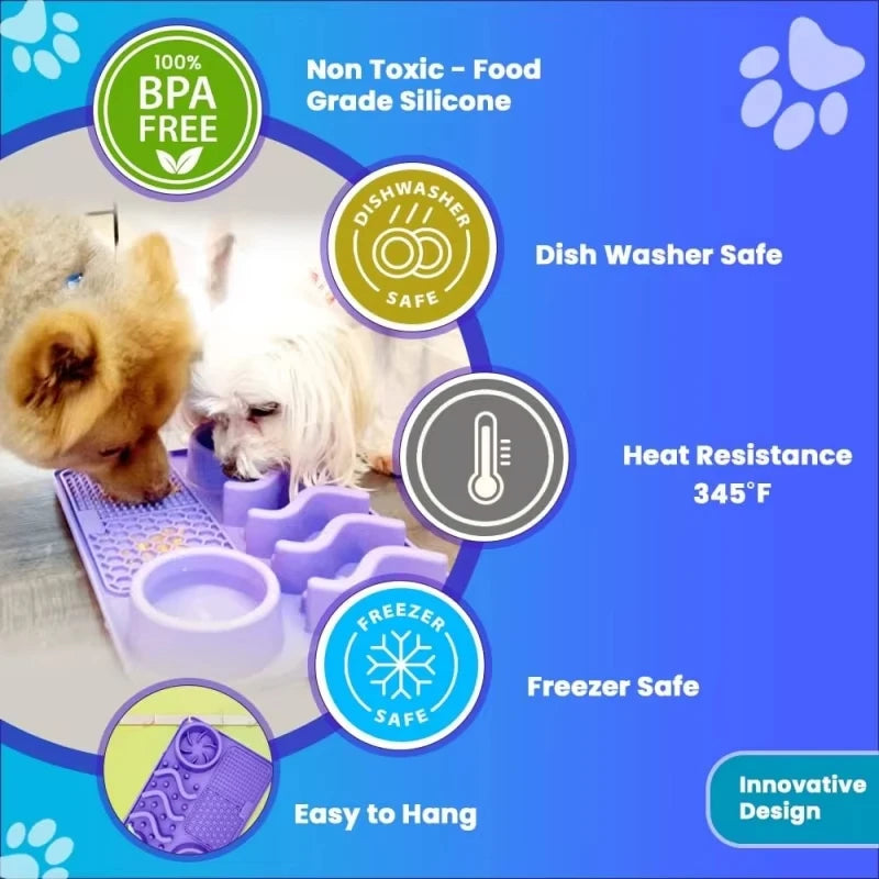 Slow Feeder Mat with Aluminium Bowl — Non-Toxic Silicone Anxiety & Boredom Relief for Dogs & Cats