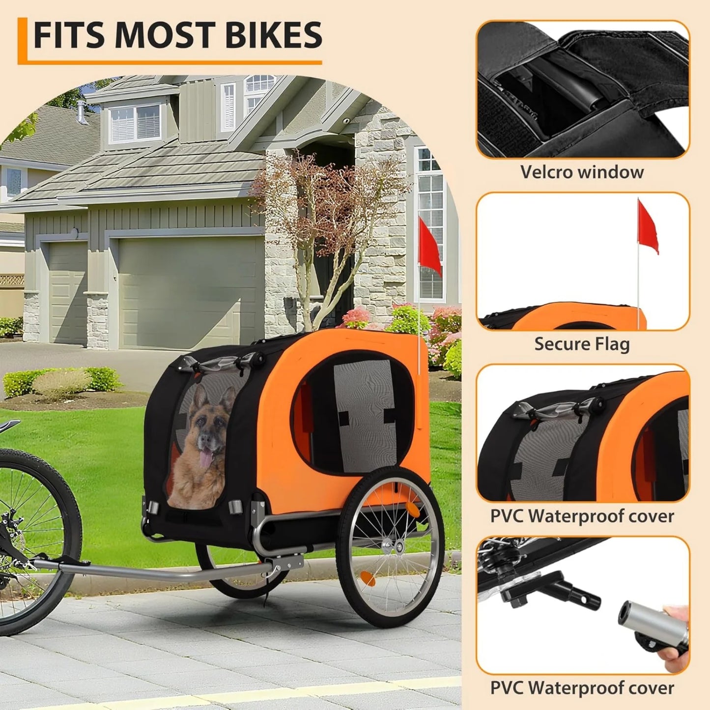 Dog Bike Trailer & Jogger with Air Tires | Up to 40kg