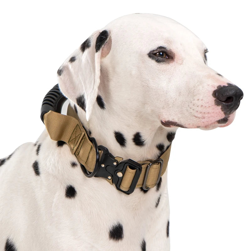 Heavy Duty Tactical Dog Collar with Handle — Metal Buckle Training Collar for Medium & Large Dogs