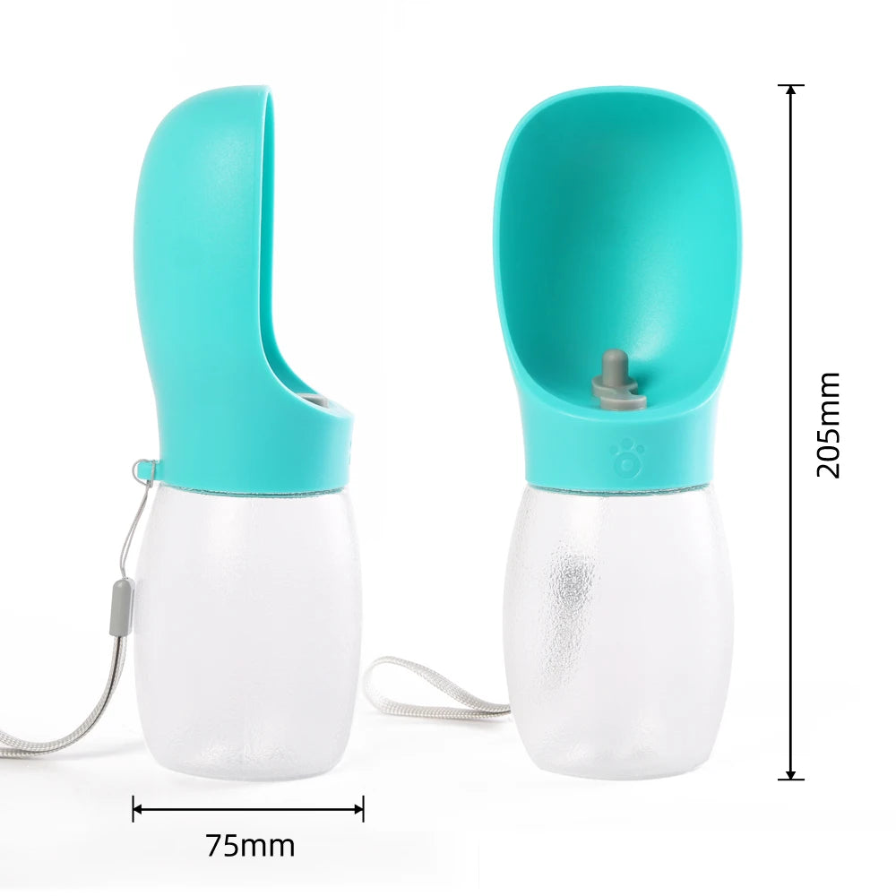 300ml Frosted Pet Water Bottle with Drinking Bowl – Portable & Leakproof for Dogs & Cats