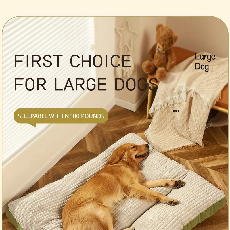 Fleece Dog Bed Mat with Detachable Cushion – Warm Washable Sleeping Pad for Small, Medium & Large Dogs